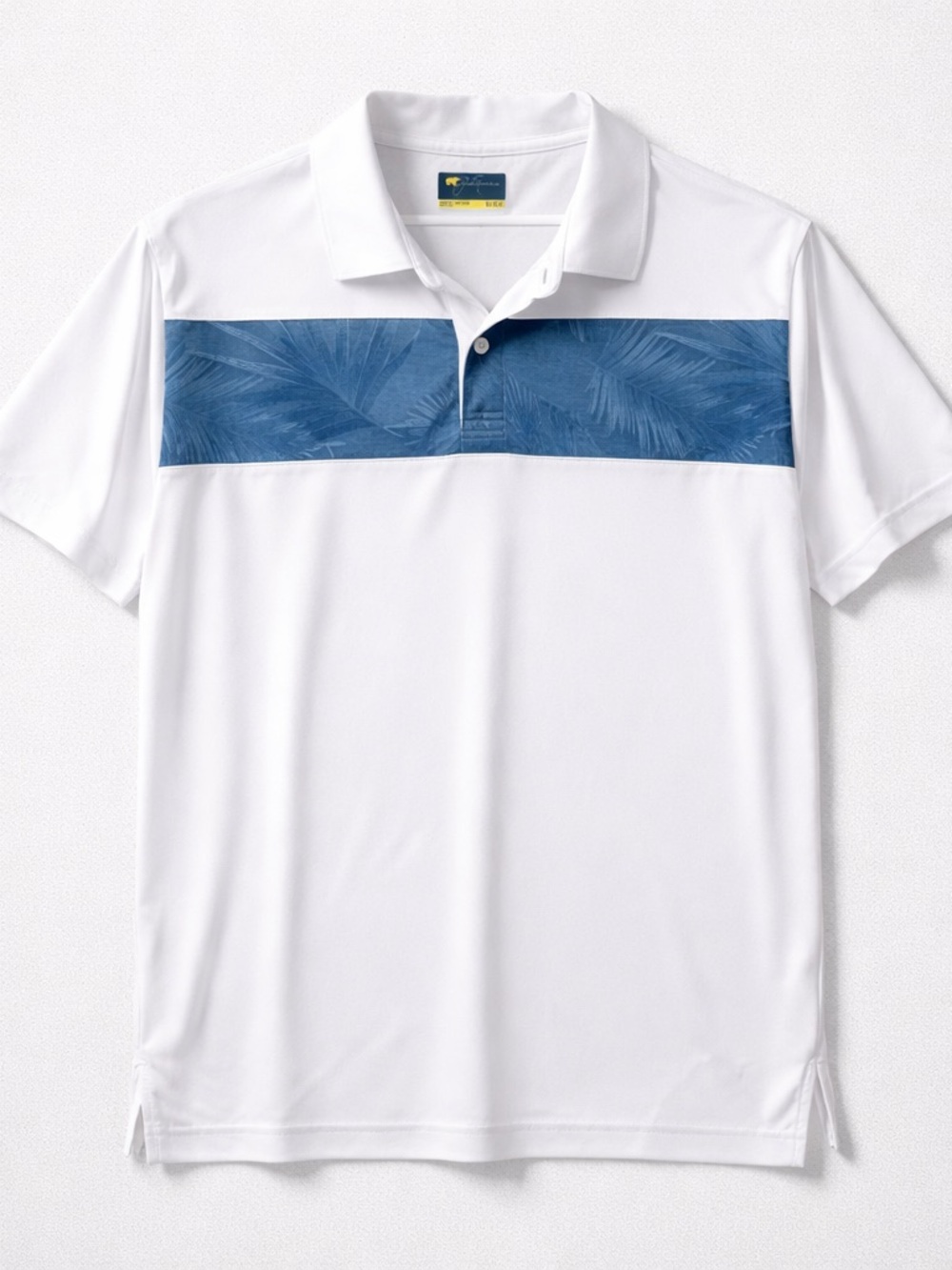 Jack Nicklaus Men's White Polo with Navy Chest Panel